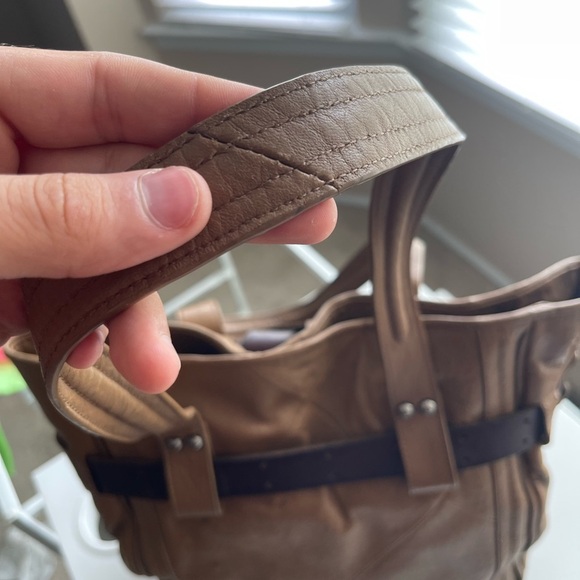 REVEL delancey belted two tone leather tote handbag purse shoulder bag $348 - Picture 6 of 10